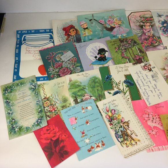 Vtg Lot 93 USED Get Well Greeting Cards Postcards Mix Scrapbooking Art Upcycle - Picture 7 of 10